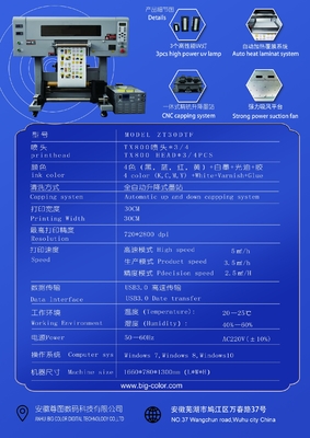 Impressora DTF UV de tamanho A3 com três cabeças TX800 Epson Easy to Print Head 3 pcs TX800