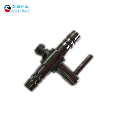 Conector de válvula de limpeza de metal para tinta à base de solvente e água em impressoras a jato de tinta