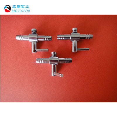 Conector de válvula de limpeza de metal para tinta à base de solvente e água em impressoras a jato de tinta